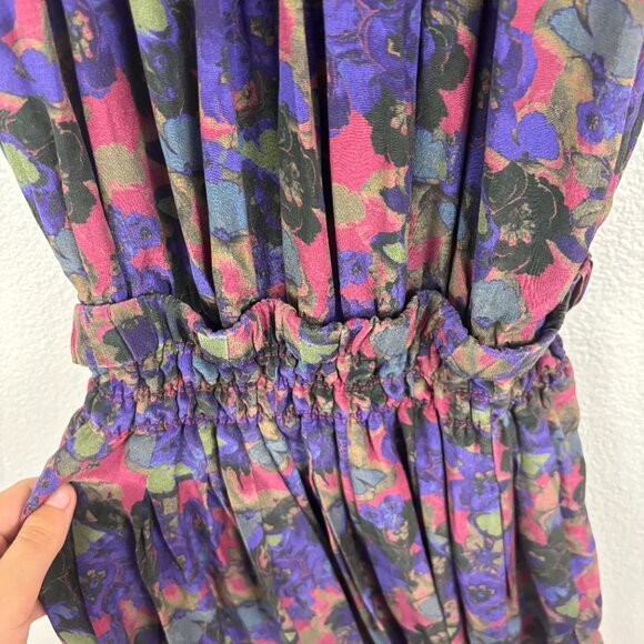 Vinatge ZAC Posen Silk Multicolor Floral Pleated Design Fit & Flare Dress Size 2 - Picture 5 of 10